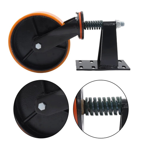 Tough As Nails 8 Inch Gate Wheels With Silky Smooth PU Casters, steel core, showcasing orange wheel and adjustable mount.