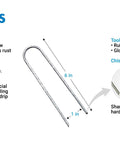 6 Inch Landscape Staples 9 Gauge Galvanized Steel Ground Cover Pins For Garden Fencing And Lawn Projects Heavy Duty Nails That Pierce Hard Soil Durable Anchors Trusted By Organic Farms Across The USA 200 Count shown with material and use details.