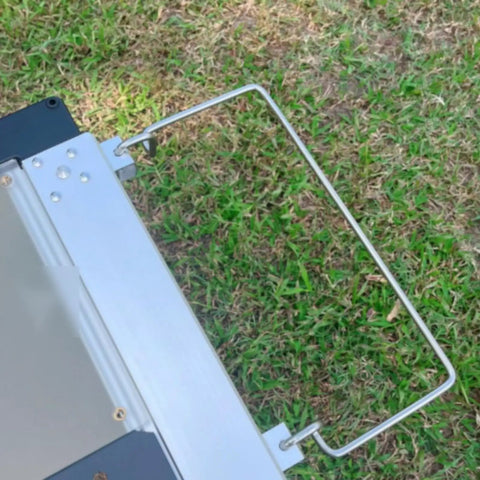 Heavy Duty Stainless Steel Mounting Bracket For Igt Side Table With Dual Slide Hooks Built Tough For Outdoor Cooking Gear setup on grass.