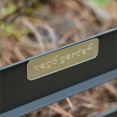 Close-up of a 32 Inch Tall Modular Compost Bin For Easy Backyard Composting With A 90 By 30 By 32 Inch Build Galvanized Steel with logo