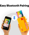 Mini 2 Retro 2x3 Portable Photo Printer With 38 Sheets, Bluetooth Printer for iPhone and Android, showing photo printing process in color.
