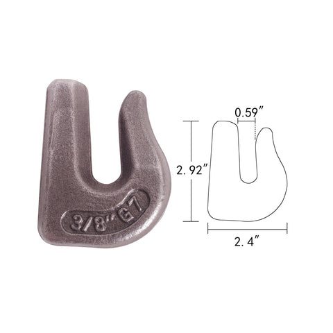 Three Eighths Inch Weld On Forged Clevis Grab Chain Hooks Grade 70 Heavy Duty Beefy Workhorse 6600 Lb Working Load Limit