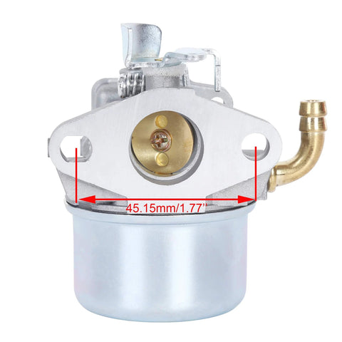 Front view of Pro Chaser carburetor with aluminum mounting flange, brass inlet, and blue float bowl