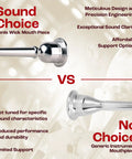 French Horn Mouthpiece PAX-5.5 Silver-Plated With V-Type Backbore For Tonal Focus And Crisp, Silky Response, Balanced Mass Distribution For Projection, Stability And Comfort On Stage Or In Rehearsal. Silver-plated mouthpiece comparison graphic