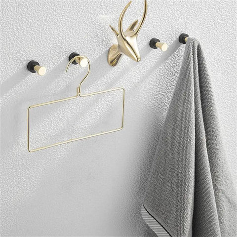 Killer Modern Wall Hooks Plus Dang Sturdy Towel Bars For Bathroom Or Kitchen Crafted From 304 Stainless Steel Rustproof Coat And Key Holder Hardware Set Of Four, featuring gold and black hooks with towel.