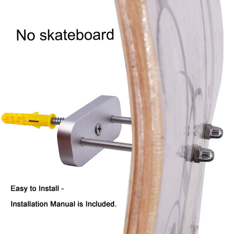 Dope Floating Skateboard Deck Display Wall Mount For Vertical Longboard Hanger With Stainless Steel Hardware Screws Included Patent Pending Type A Installation Manual showing installation on wood surface.