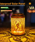 Boho Mosaic Solar Lanterns Outdoor Lights Blue Waterproof Table Lights For Garden Patio Yard Front Porch Mandala Copper Tone