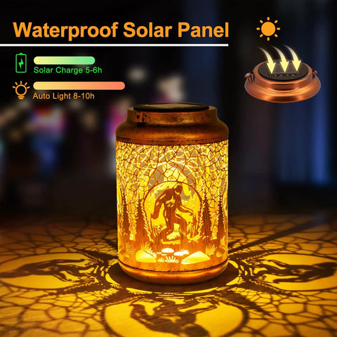 Boho Mosaic Solar Lanterns Outdoor Lights Blue Waterproof Table Lights For Garden Patio Yard Front Porch Mandala Copper Tone