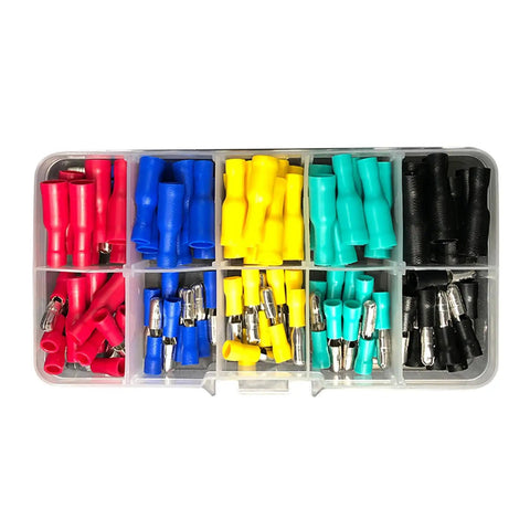 Insulated Male And Female Wire Connectors Kit, 100 Piece Quick Crimp Terminals For Automotive And Home Wiring, Durable Copper Conductors