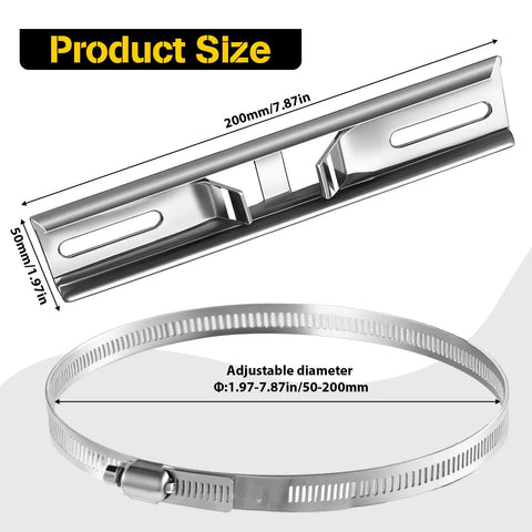 Solid Stainless Steel Pole Mounting Kit With 7.9 By 1.9 Inch Bracket And Adjustable 2 To 8 Inch Clamps For Solar Light Outdoor Waterproof Junction Box And Electrical Boxes