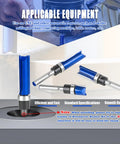 Four Piece Set Of Tough As Nails Tungsten Carbide Flush Trim Router Bits With 1/4 Inch Guided Shank For Slick Woodworking Cuts Perfect For Millwork Shop, displayed with CNC router.