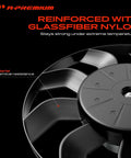 Close-up of Engine Radiator Cooling Fan Assembly For Buick Verano And Chevy Cruze, reinforced glassfiber nylon material, showcases blade design.