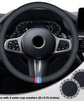 Top Shelf Nappa Leather Steering Wheel Cover Compatible With BMW 15 Inch Standard Wheels Precision Fit on steering wheel