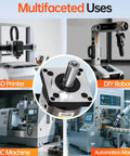 Beefy 50 To 1 Planetary Gearbox For Nema 23 Stepper With Low Backlash, shown with 3D printer, CNC, and automation machine.