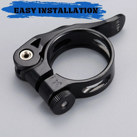 34.9mm Adjustable Bicycle Seatpost Clamp with Quick Release Aluminum Alloy Build No-Slip Secure Grip and Centered Alignment Black KC89