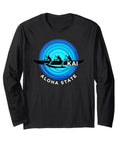 Outrigger Canoe Hawaii Long Sleeve T Shirt For Stoked Paddlers And Fans Aloha State Retro Design Celebrating Ocean Teamwork And Wave Riding Vibes