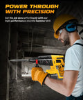 Heavy Lifter Cordless Sds Rotary Hammer Drill Featuring Brushless Motor And Slam Stop Safety Clutch For No Sweat Masonry Tasks in use.