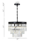 Black Finish 3-Tier Crystal Chandelier Showstopper Lighting Fixture With Real K9 Crystals dimensions and hanging chain