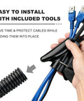 Complete Hella Flexible Split Wire Loom Tubing Kit With Two Heavy Duty Clamps for easy car cable management, showcasing cable installation.