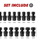 Fifteen Piece One Half Inch Drive Universal Impact Socket Set 6 Point Metric Ten To Twenty Four Millimeter Range displayed