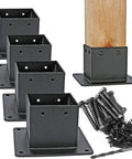 Beefy Heavy Duty Metal Post Brackets For Outdoor Use Weatherproof Fit For Pergolas Balconies And Deck Railings with screws and wood post