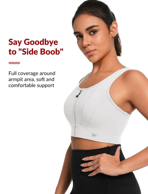 Front Closure High Impact Sports Bra For Women Plus Size White L Plus Locked In Support To Stop Bouncing Perfect For Running And HIIT