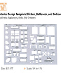 Slick 3 Piece Interior Design And House Plan Template Set Featuring Professional Furniture Layout Kitchen Bedroom Bathroom Grids And Scale Ruler For No Fuss Diy Room Mapping on 8.5" x 11" clear drafting sheet.