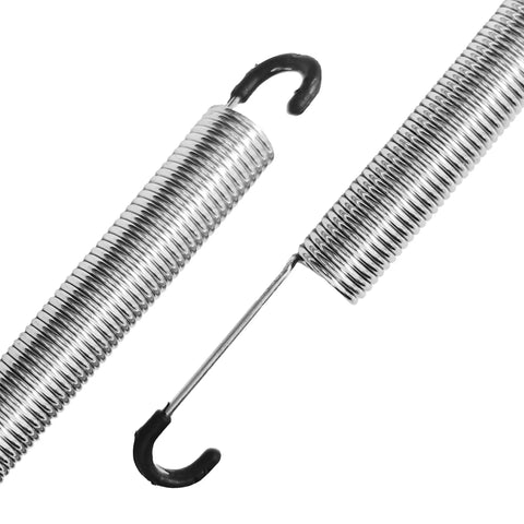 Heavy Duty Seven Inch Recliner Sofa Chair Springs Replacement Two Pack Tension Steel Springs close-up with hooks.