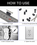 Nylon Outlet Spacer Kit for Electrical Sockets showing step-by-step usage with round unthreaded spacers and screws for M3 M4