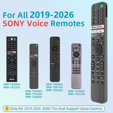 TV Remote Replacement For All 2019 2026 Bravia Smart TVs with voice control, displaying different RMF models