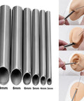 Pro Grade Surgical Steel Piercing Receiver Tube Kit 70mm Long 6Pcs Mix Sizes For Receiving Piercing Needles Body Jewelry Microblading Tools Autoclavable Safe, 3mm-9mm stainless tubes