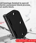 Close-up of Top Shelf Matte Black Door Hinges 3.5 Inch, showcasing ball bearings and permanent black finish.