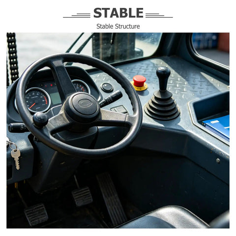 Heavy Duty 3 Pin Forklift Limit Lock Plunger With Reinforced Structure For Industrial Stability And Wide Compatibility In Logistics Operations view of forklift control panel with steering wheel and gear lever.