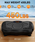 Vibration Plate Exercise Machine For Full Body Workouts, 130 Levels Of Vibration, Black Shake Platform Displaying 450 Lb Capacity