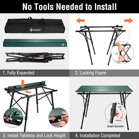 Installation steps of Ultra Lightweight Aluminum Folding Camping Table With Adjustable Legs Portable Beach And Picnic Table