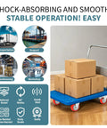 Rock Solid Heavy Duty 4 Inch Pvc Caster Wheels With Double Brake Swivel Plate Set For Workshop Garage Trolley Furniture Badass Rolling System With Socket Screw Hardware on a cart with boxes.