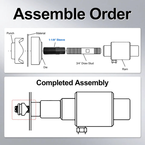 Assembly diagram for Hydraulic Punch Sleeve 1557AA Replacement For 1557AA Systems Fits Slug Buster And Slug Splitter Punches
