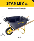 Six Piece Kid Friendly Wheelbarrow And Garden Tool Set With Apron And Gloves For Backyard Play, Durable toddler wheelbarrow