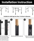 Installation instructions for Heavy Duty Folding Table Leg Extenders Four Pack Adjustable Table Risers Built Like A Tank To Level Up Your Setup Durable Carbon Steel.