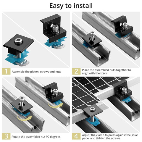 10 Piece Solar Panel Mounting Bracket Kit for Unistrut Rails Aluminum installation steps for metal roofs