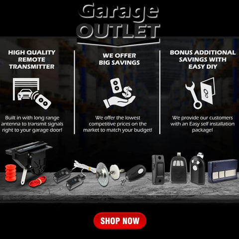 Universal Garage Door Opener Remote That Works With Most Major Brands Like Chamberlain, Genie, LiftMaster And Linear Replacement Or Add On For Two Doors With Learn Button And Dip Switch Compatibility No MyQ Needed, shown with installation tools and accessories