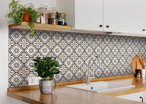 Peel And Stick Tile Stickers 24 Pack For Kitchen Backsplash And Bathroom Vinyl Wall Decals In Black And White Boho Modern Style Easy To Apply