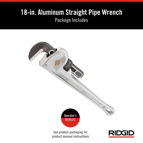 Ultra Lightweight Aluminum 18 Inch Pipe Wrench With I Beam Handle For Quick Adjustments Forged Hook Jaw Full Floating Jaw