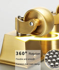 Close-up of Heavy Duty Brass Caster Wheels For Furniture with 360 degree swivel rotation and polished gold finish.