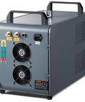Badass Chill On Tap With This Heavy Duty Industrial Water Chiller Tuned For Co2 Laser Cutters And Engravers Up To 100W showing rear angle with connections, fans and tank details.