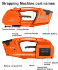 Cordless Electric Handheld Strapping Machine With Rechargeable Battery For Auto Tension And Melt Sealing Of Pp And Pet Strap Plug And Play bonding tool parts labeled