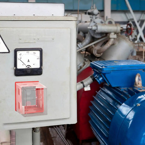 Emergency Stop Button Cover Box Type Transparent Guard Lockout For Pro Grade Machinery, Rugged Large Push Button Shield That Prevents Accidental Activations And Keeps Your Crew Safe Industrial Stop Switch Box Protector For Heavy Equipment, clear red PC