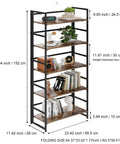 Vintage 5 Tier Folding Bookshelf With Heavy Duty Plant Stand And Zero Hassle Setup Multi Purpose Storage Rack Snap Together Shelf Organizer For Home Office College Dorm Living Room, measuring 59.84 x 23.42 x 11.42 inches.