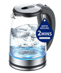 2L Glass Electric Kettle With 1500W Fast Boil Auto Shutoff LED Light BPA Free Borosilicate Glass Stainless Steel Interior