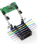 All Metal Soldering Helping Hands With Two Adjustable Arms Heat Resistant PCB Clamp Stand, wires held in base slots